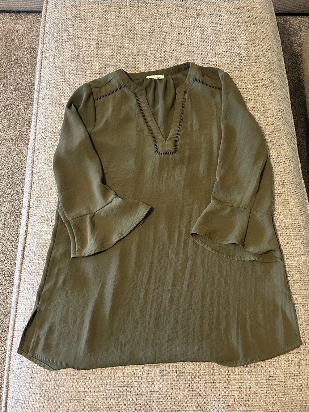 Maurices Olive Green V-Neck Tunic with Ladder Trim